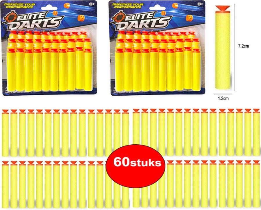 Merkloos Sans marque 60 stuks darts met zuignap geschikt voor Nerf guns Elite Darts pijltjes 2 pakken pijlen