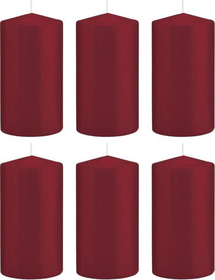 Merkloos Sans marque 6x Bordeauxrode cilinderkaarsen stompkaarsen 8 x 15 cm 69 branduren Geurloze kaarsen – Woondecoraties