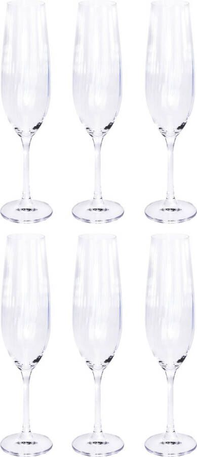 Merkloos Sans marque 6x Champagneglazen flutes 26 cl 260 ml van kristalglas Kristalglazen Champagneglas