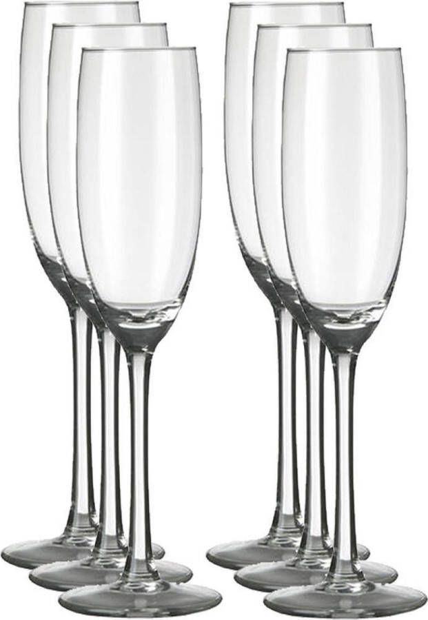 Merkloos Sans marque 6x Champagneglazen flutes transparant Plaza 190 ml -19 cl Champagne glazen Champagne drinken Champagneglazen van glas