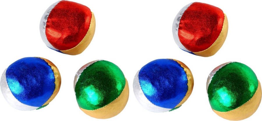 Merkloos Sans marque 6x Jongleerballen gekleurd metallic speelgoed Ballen gooien jongleren Sportief speelgoed voor kinderen