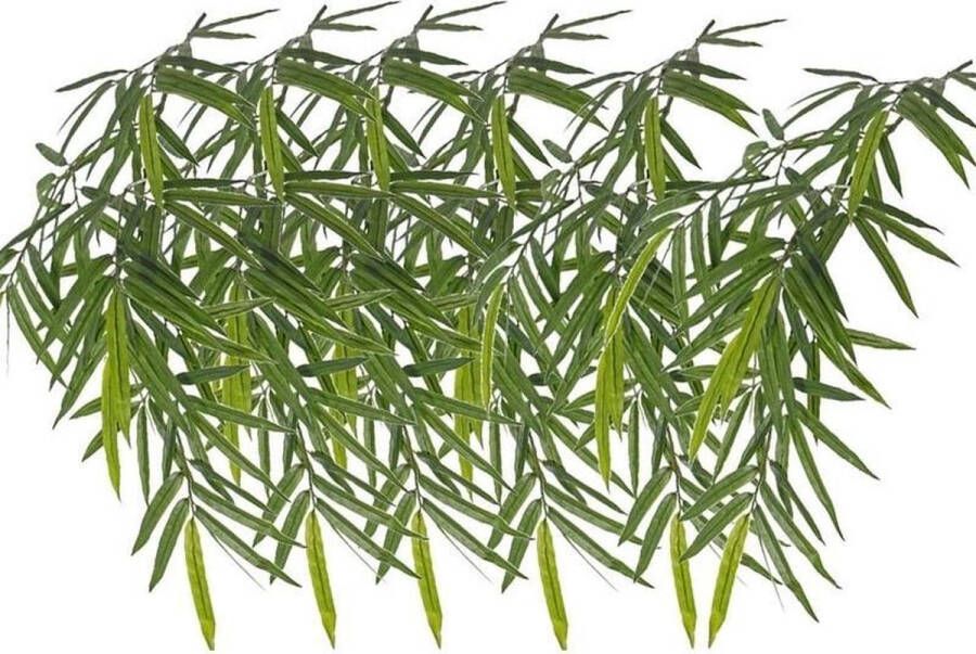 Merkloos Sans marque 6x Kunstplanten groene bamboe hangplant tak 82 cm UV bestendig Bamboetakken Kunsttak voor binnen en buiten
