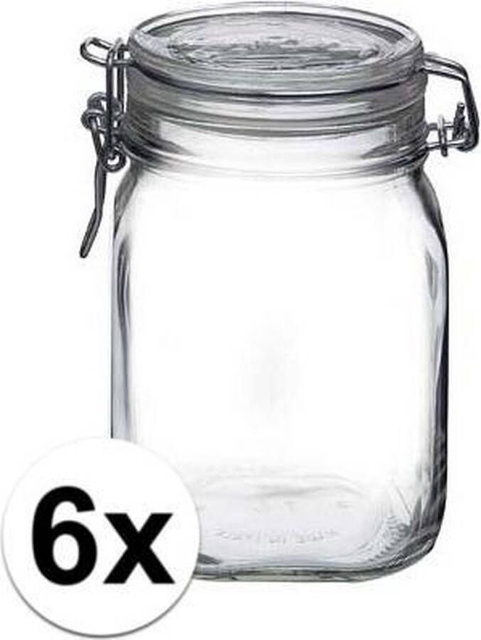 Bormioli Rocco 3x stuks Glazen weckpotten inmaakpotten 1 Liter