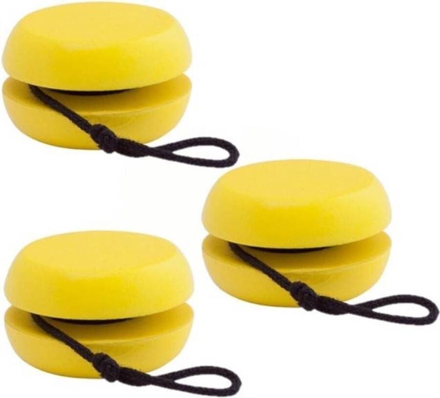 Merkloos Sans marque 6x stuks houten jojo geel 5.5 cm Speelgoed