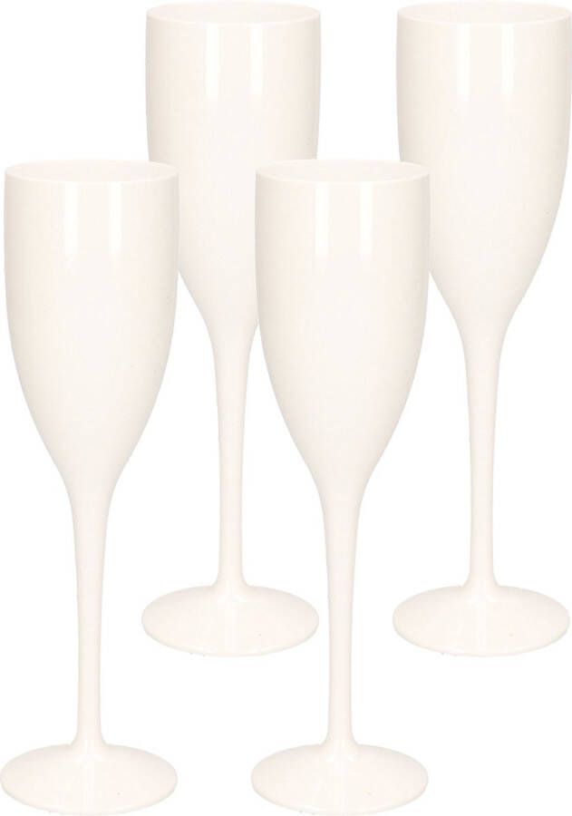 Merkloos Sans marque 6x stuks onbreekbaar champagne prosecco glas wit kunststof 15 cl 150 ml Onbreekbare champagne glazen flutes
