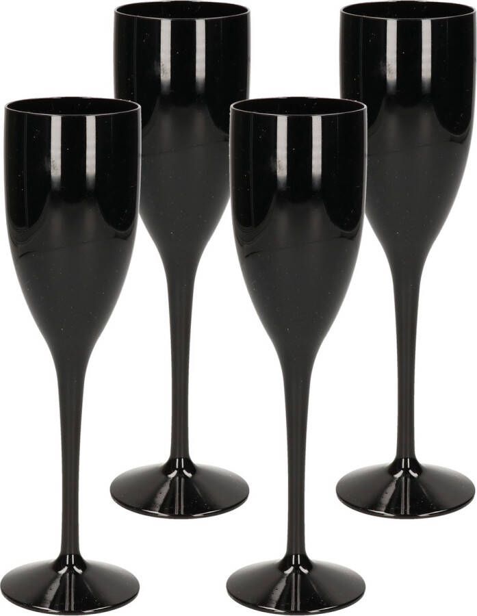 Merkloos Sans marque 6x stuks onbreekbaar champagne prosecco glas zwart kunststof 15 cl 150 ml Onbreekbare champagne glazen flutes