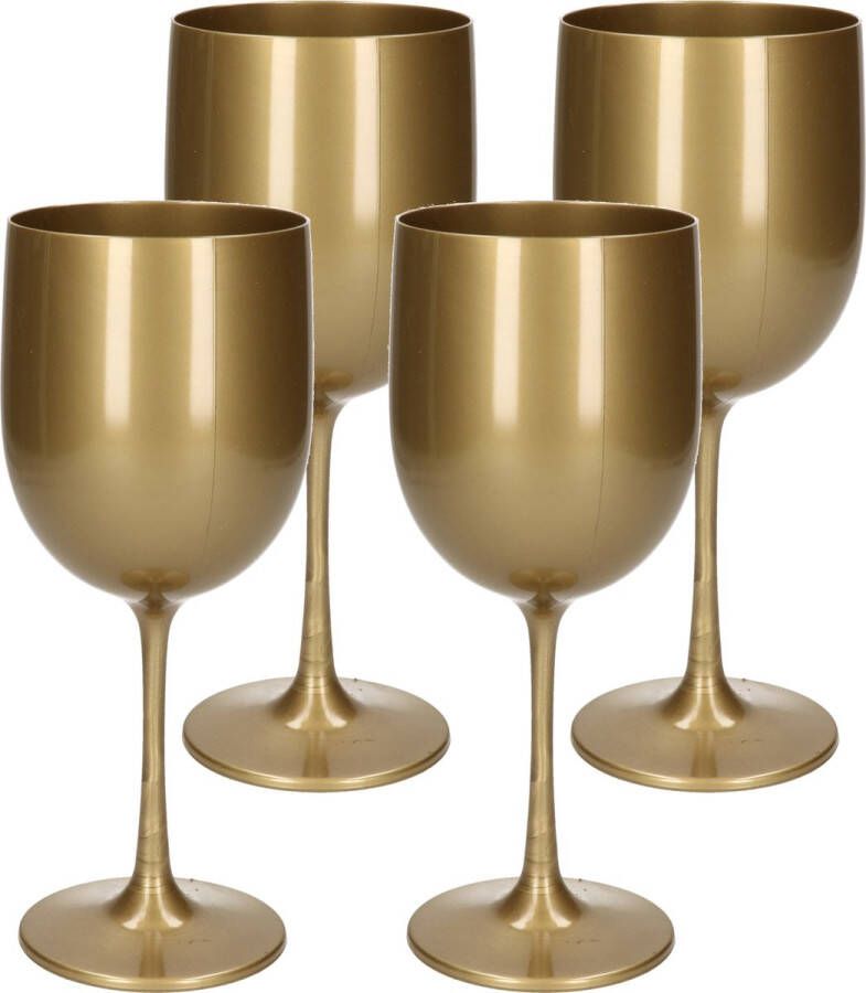 Merkloos Sans marque 6x stuks onbreekbaar wijnglas goud kunststof 48 cl 480 ml Onbreekbare wijnglazen