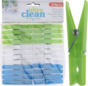 Merkloos Sans marque 72x Wasknijpers groen blauw wit van kunststof 7 cm Huishouding De was doen Was ophangen Wasknijpers wasgoedknijpers knijpers kunststof