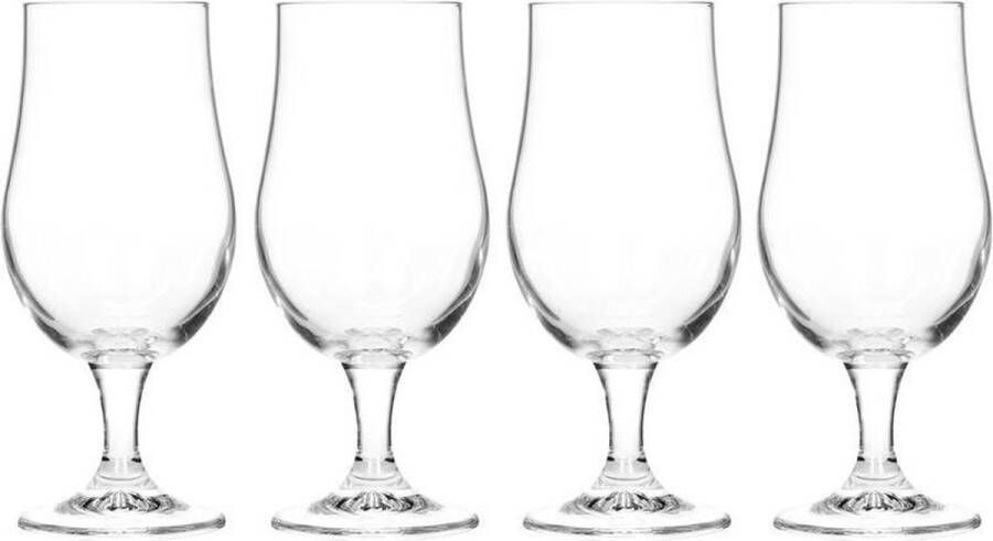 Merkloos Sans marque 8x Bierglazen op voet 370 ml speciaalbier glazen 18 cm hoog