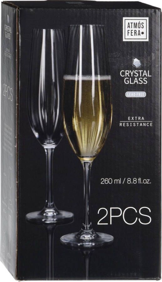 Merkloos Sans marque 8x Champagneglazen flutes 26 cl 260 ml van kristalglas Kristalglazen Champagneglas