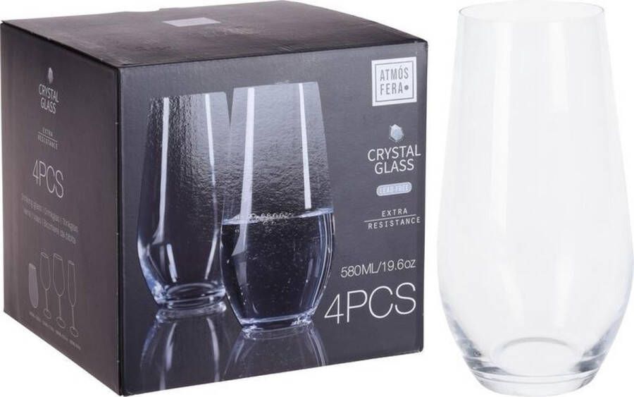Merkloos Sans marque 8x Tumbler grote waterglazen drinkglazen 580 ml Luxe drinkglazen Kristal glas Glazen voor frisdrank water