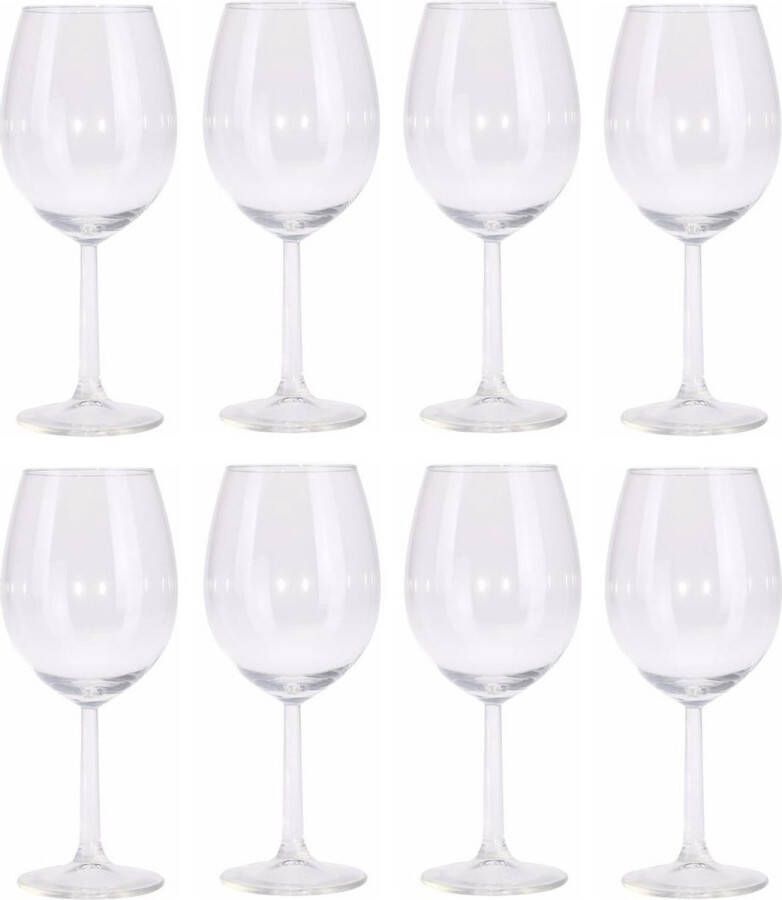 Merkloos Sans marque 8x Wijnglazen transparant set 430 ml 8-delig wijnglas drinkglazen