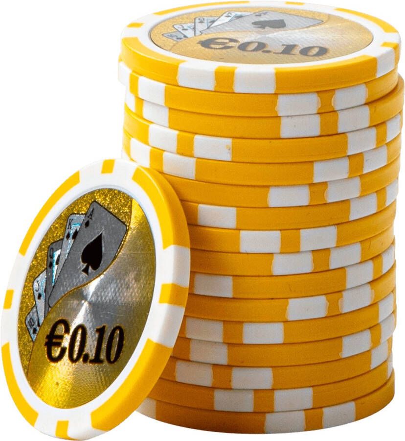 Mec ABS Cashgame Poker Chips €0 10 geel (25 stuks)- pokerchips pokerfiches ABS chips pokerspel pokerset poker set