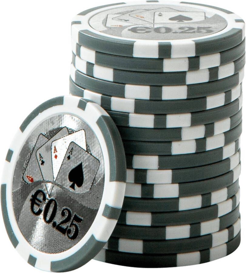 Mec ABS Cashgame Poker Chips €0 25 grijs (25 stuks)- pokerchips pokerfiches ABS chips pokerspel pokerset poker set