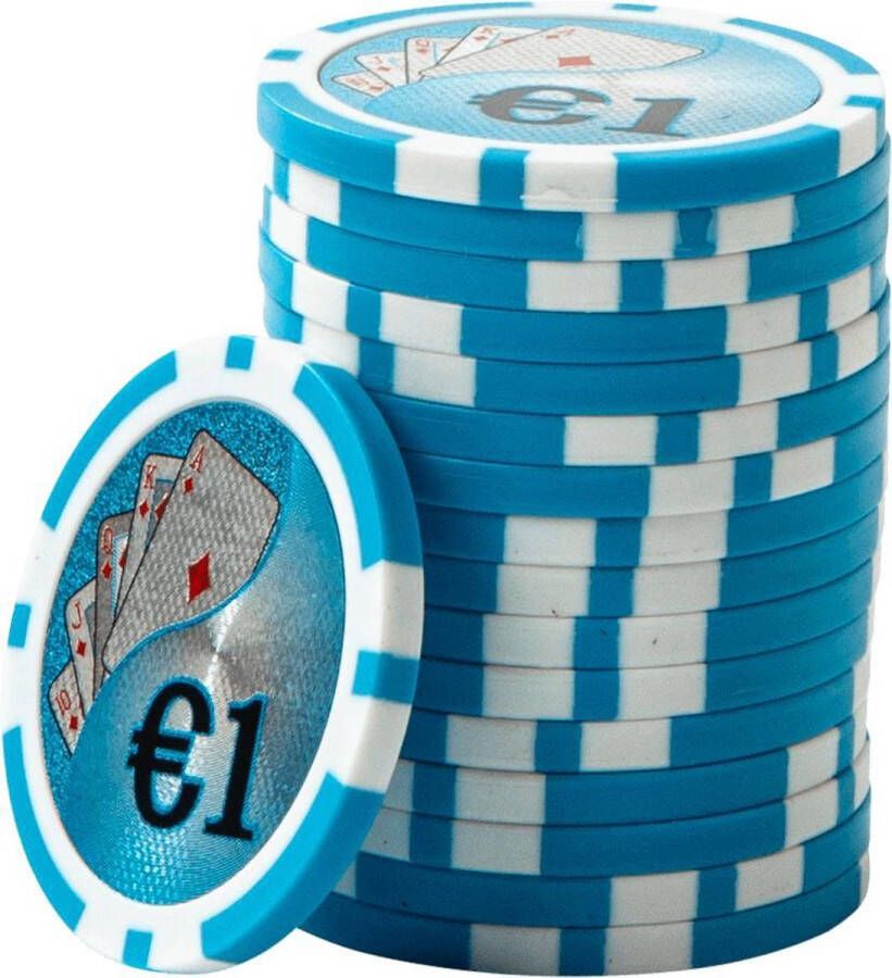 Mec ABS Cashgame Poker Chips €1 blauw (25 stuks)- pokerchips pokerfiches ABS chips pokerspel pokerset poker set
