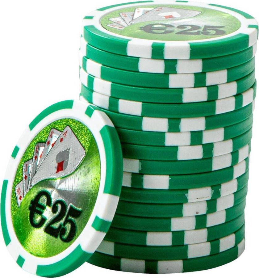 Mec ABS Cashgame Poker Chips €25 groen (25 stuks)- pokerchips pokerfiches ABS chips pokerspel pokerset poker set