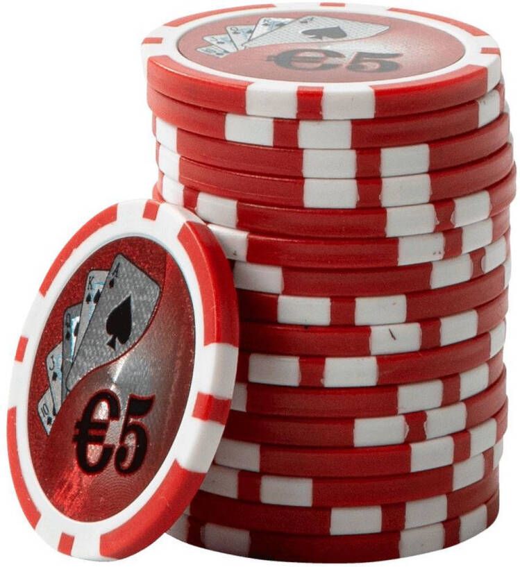 Mec ABS Cashgame Poker Chips €5 rood (25 stuks)- pokerchips pokerfiches ABS chips pokerspel pokerset poker set