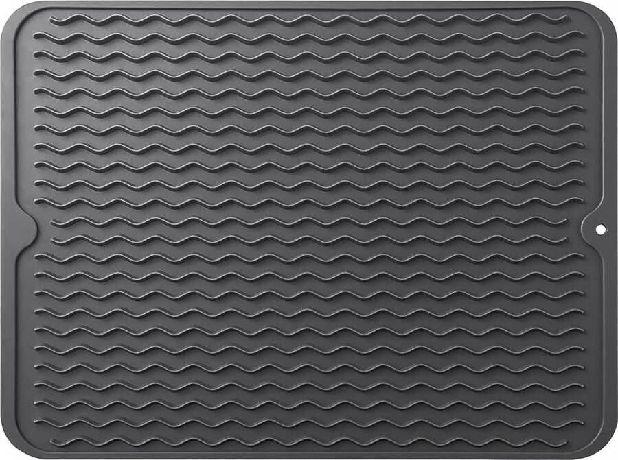 Merkloos Sans marque Afdruipmat Pannenonderzetter- Siliconen mat Zwart 30 x 40 CM Met ophanggat Hittebestendig