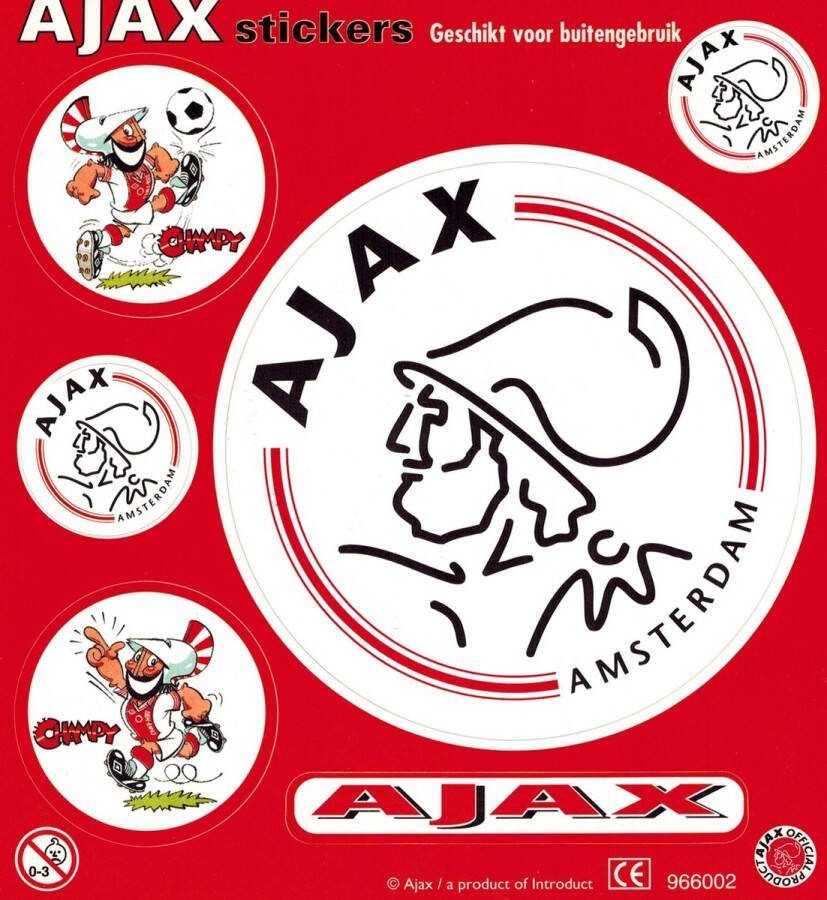 Stickervel AFC Ajax Voetbal Stickers 155 x 165 mm Geschikt voor buiten gebruik