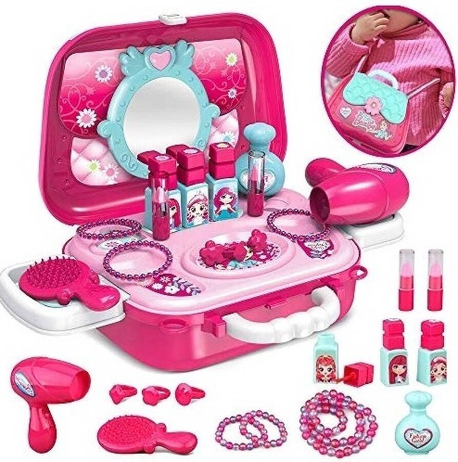 Merkloos Sans marque Ariko Kinder MakeUp Koffer Draagbaar Roze Stylist Speelgoed