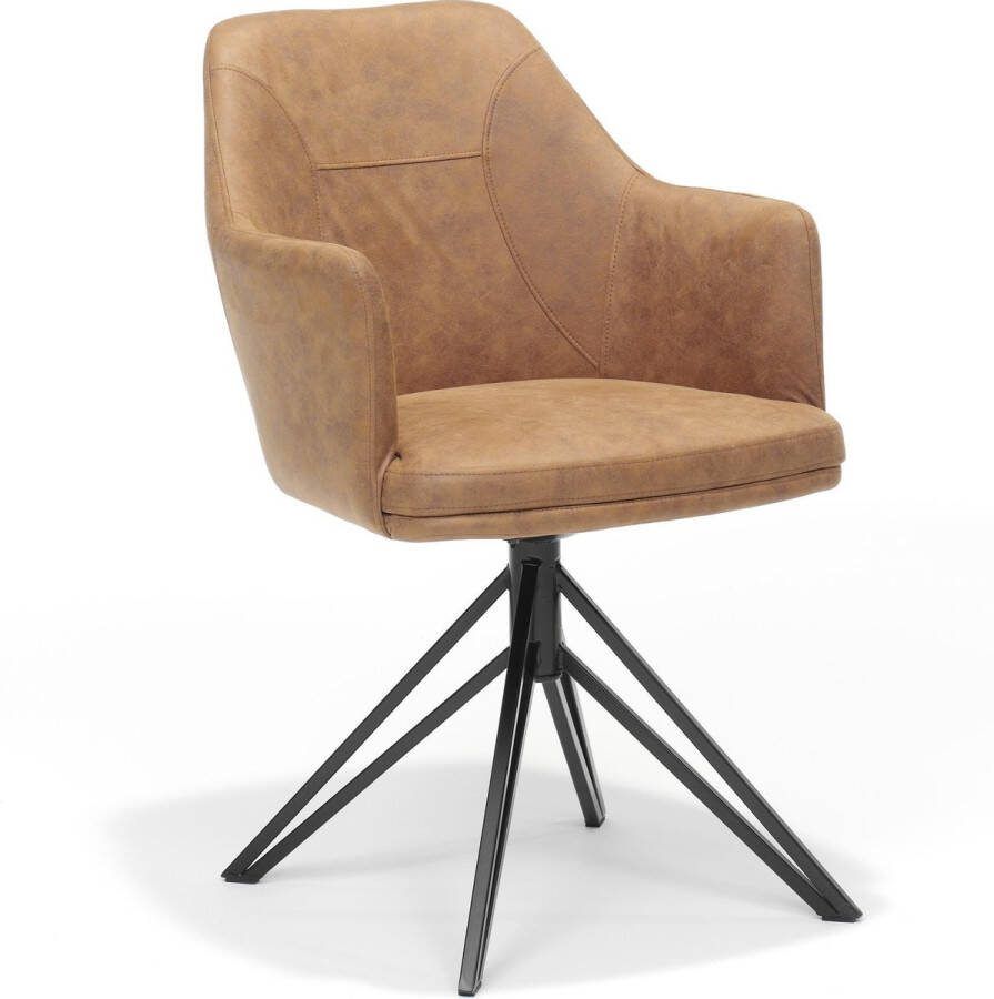 Armstoel Melvin Cognac Set van 2