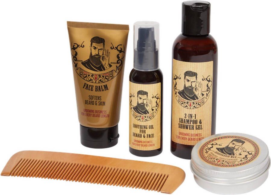 Merkloos Sans marque Baardverzorgingsets Baardolie Baard Baardkam Beard balm gift box