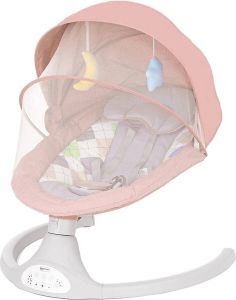 Merkloos Sans marque Babyschommelstoelen Babyschommel Babybed met Bluetooth Muziek Afstandsbediening Roze