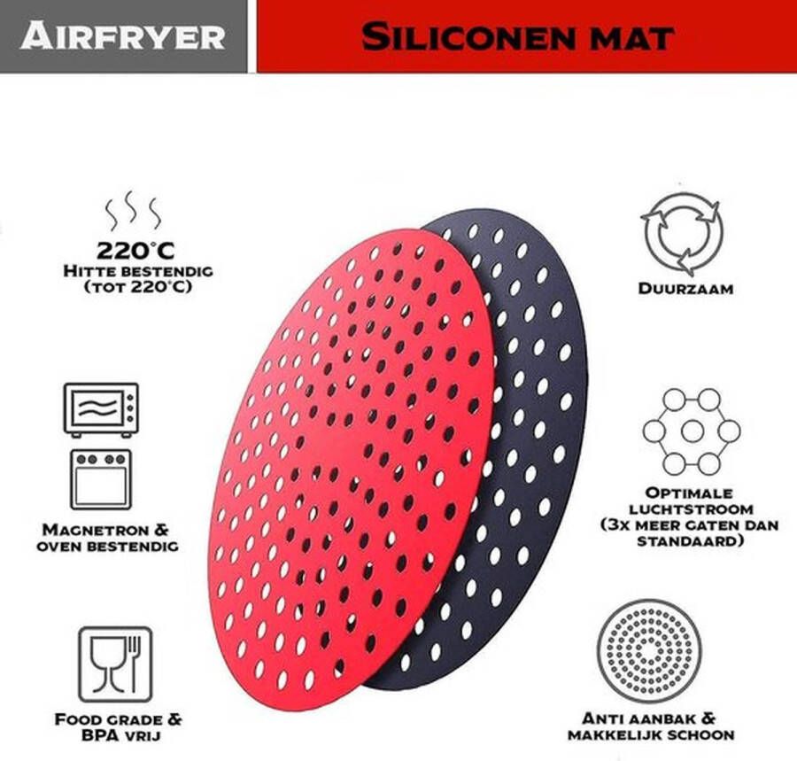 Merkloos Sans marque Bakmat Airfryer Herbruikbaar – Bakpapier Airfryer Anti Aanbakmat Rond Grilmat Airfryer mat -Luchtfriteuse Airfryer Accessoires Perspicuas mat