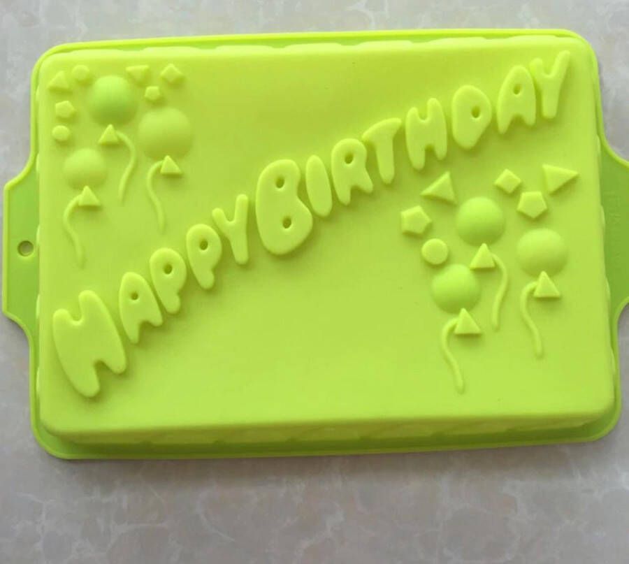 Merkloos Sans marque Bakvorm Cakevorm Siliconen Taartvorm Happy Birthday Kind Feest Taart 34cm x 23cm