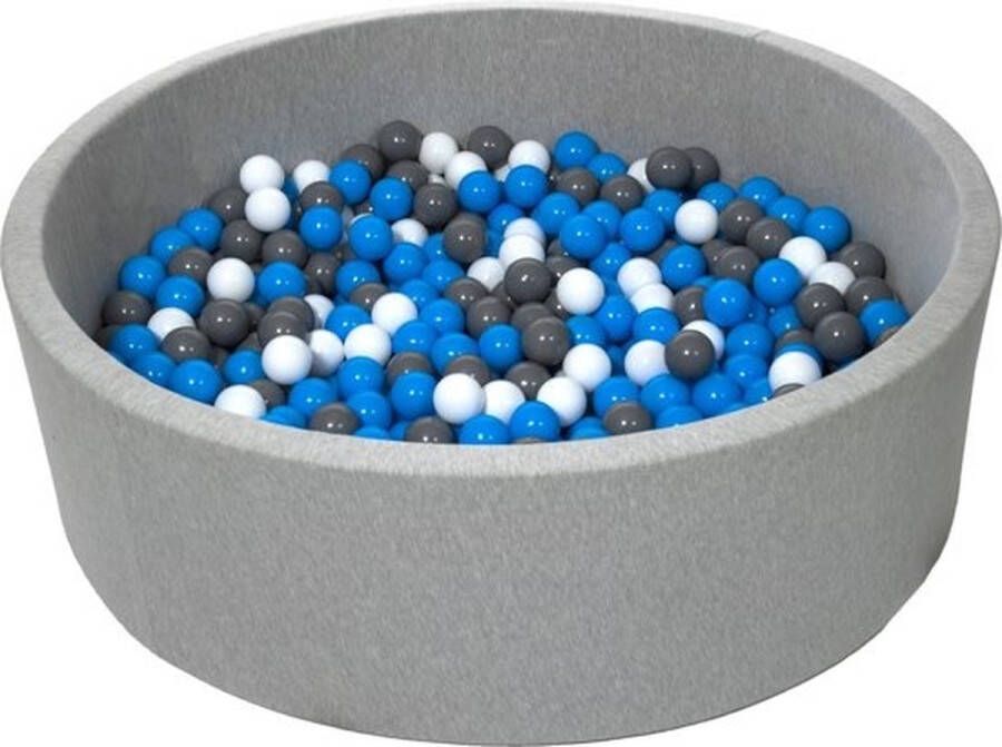 Merkloos Sans marque Ballenbad rond grijs 125x40 cm met 600 wit blauw en grijze ballen