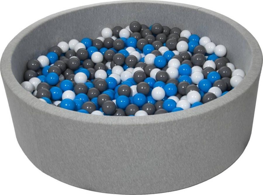 Merkloos Sans marque Ballenbad rond grijs 125x40 cm met 900 wit blauw en grijze ballen