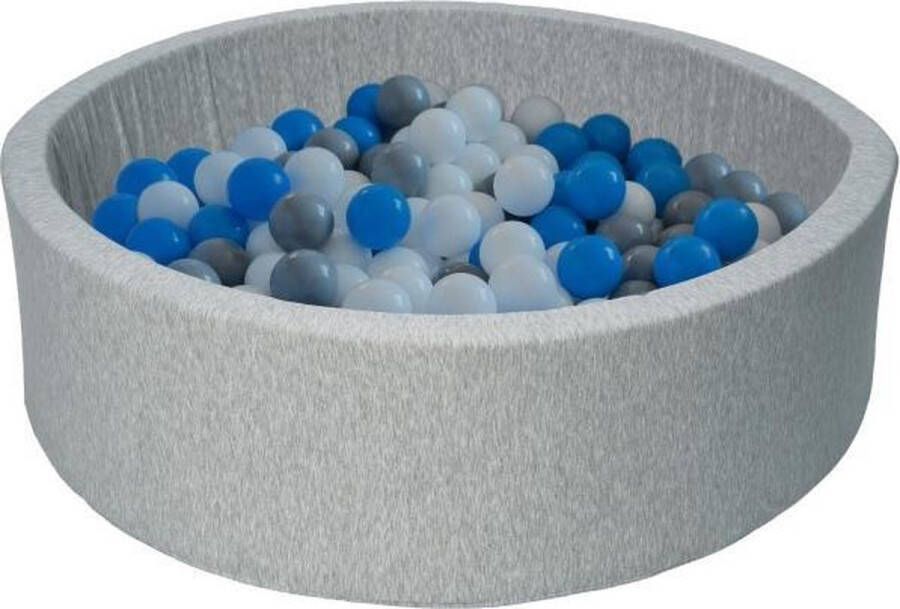 Merkloos Sans marque Ballenbad rond grijs 90x30 cm met 150 grijs wit en blauwe ballen