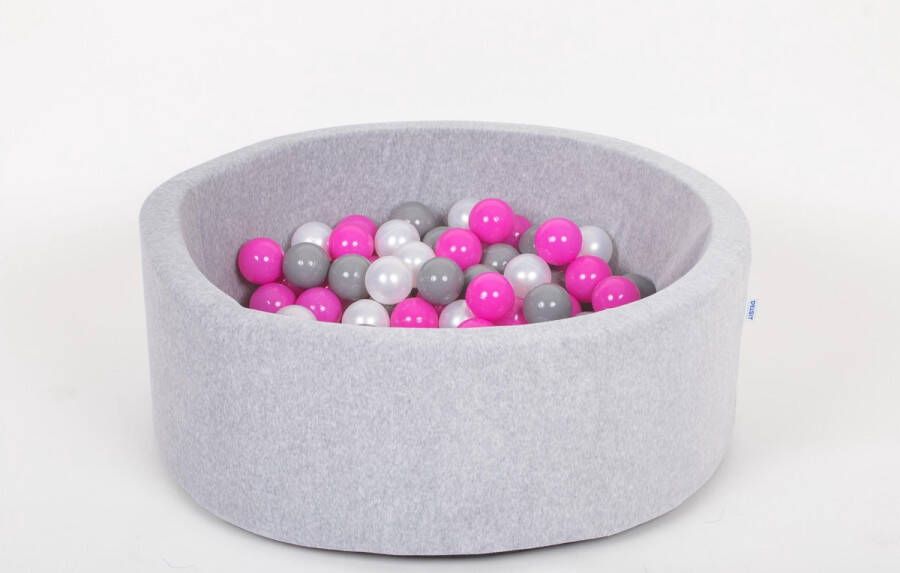 Merkloos Sans marque Ballenbad rond grijs 90x30 cm met 150 wit grijs en roze ballen