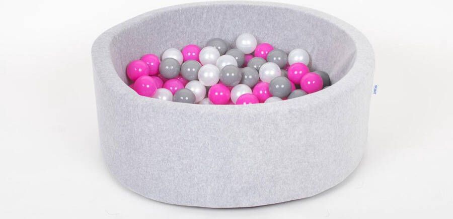 Merkloos Sans marque Ballenbad rond grijs 90x30 cm met 300 roze grijs en witte ballen