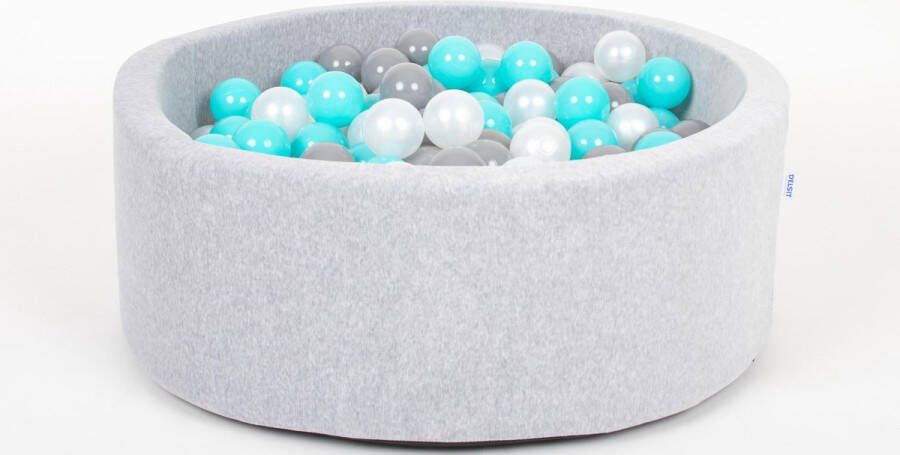 Merkloos Sans marque Ballenbad rond grijs 90x30 cm met 300 turquoise wit en grijze ballen