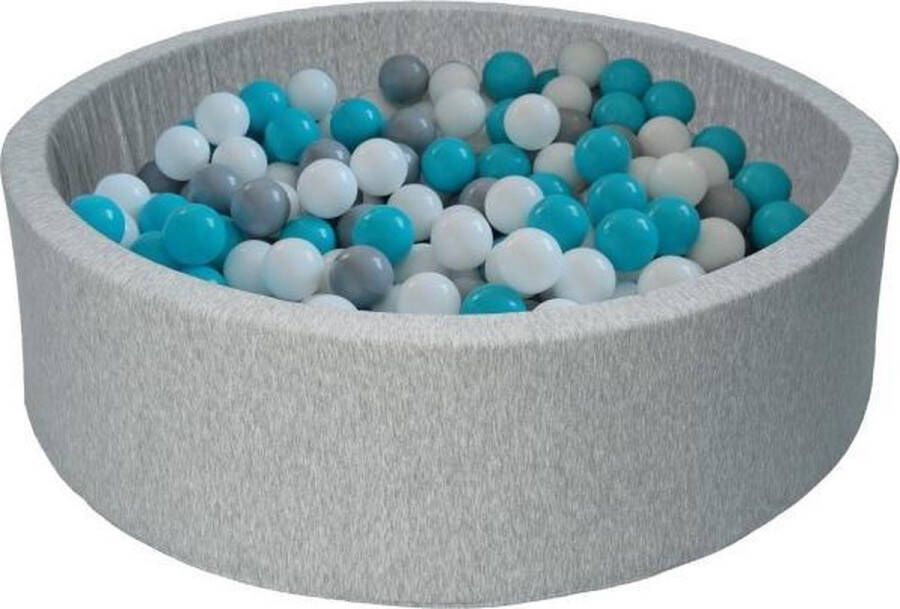Merkloos Sans marque Ballenbad rond grijs 90x30 cm met 450 turquoise grijs en witte ballen