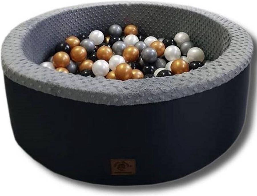 Merkloos Sans marque Ballenbad rond zwart 90x40 cm met 200 wit goud zwart en zilveren ballen