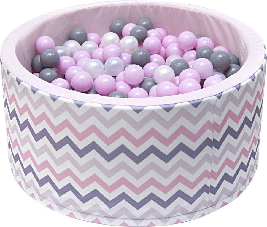 Merkloos Sans marque Ballenbak stevige ballenbad -90 x 40 cm 200 ballen Ø 7 cm roze wit grijs en lichtblauw