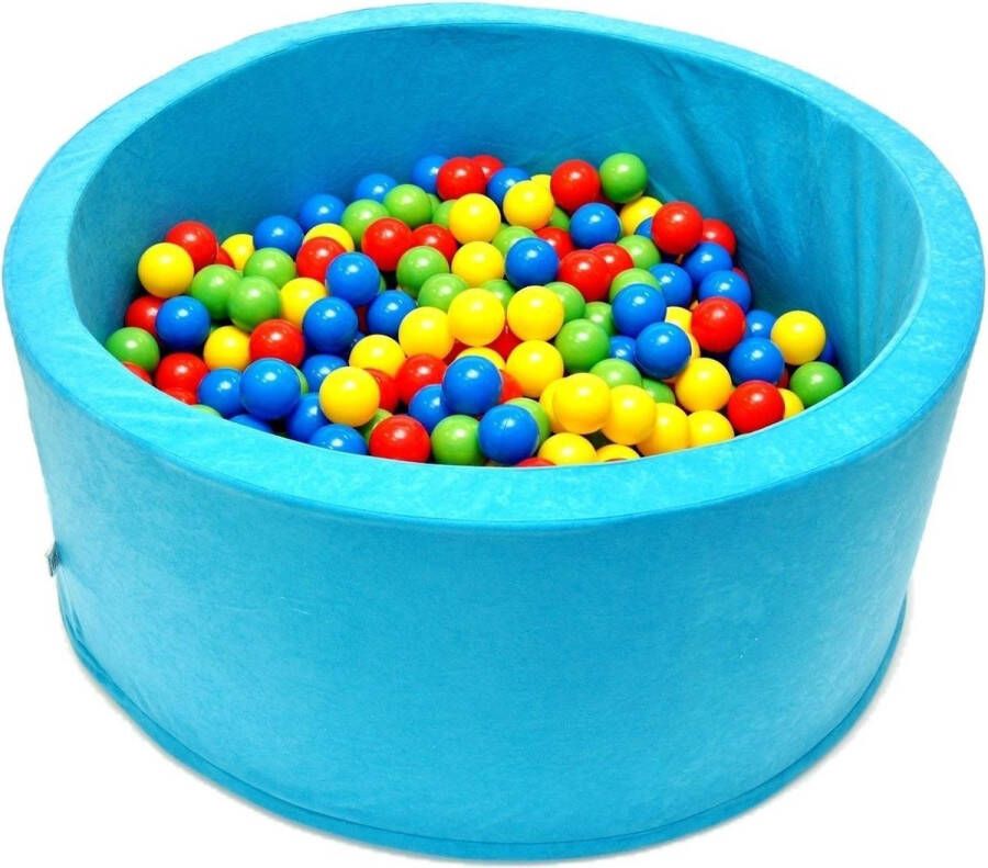 Merkloos Sans marque Ballenbak stevige ballenbad -90 x 40 cm lichtblauw inclusief 200 ballen Ø 7 cm geel groen blauw en rood