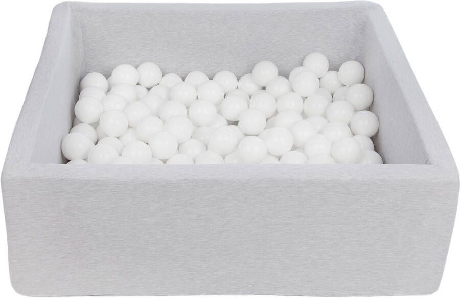 Merkloos Sans marque Ballenbak vierkant grijs 90x90x30 cm met 150 witte ballen