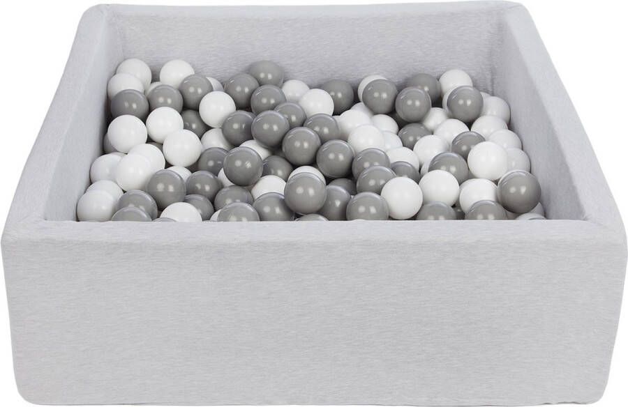 Merkloos Sans marque Ballenbak vierkant grijs 90x90x30 cm met 300 wit en grijze ballen