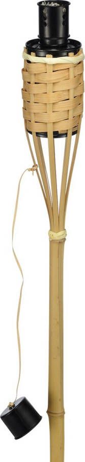 Merkloos Sans marque Bamboe gevlochten tuinfakkel 120 cm Tuinfakkels oliefakkels navulbaar Tuinverlichting Tuindecoratie
