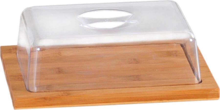Merkloos Sans marque Bamboe houten botervloot kaasdoos met kunststof deksel 20 x 25 x 8 cm Botervloten kaasdozen Kaasplank serveren