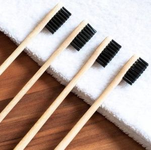 Merkloos Sans marque Bamboe Tandenborstel set van 4 Milieuvriendelijk Biologisch Afbreekbaar – Gevoelig Tandvlees – Reizen – Toilettas Benodigdheden – 100% Organisch