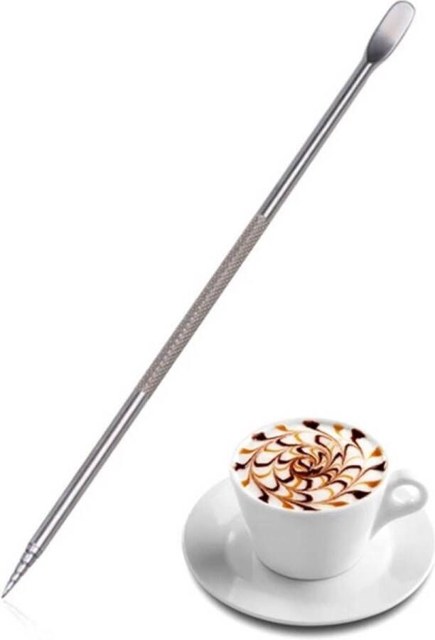 Merkloos Sans marque Barista Latte art pen RVS Cappuccino decoratie pencil Koffie sjablonen maken Koffie art Zilver