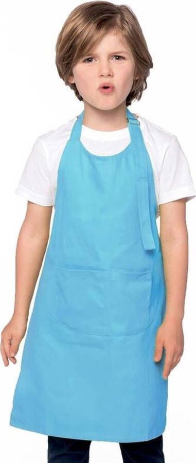Merkloos Sans marque Basic schort kind blauw keukenschort kliederschort kookschort knutselschort kinderschort