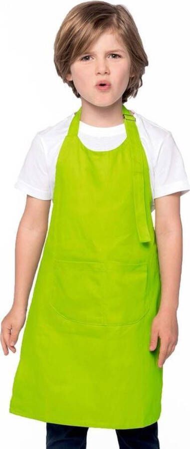 Merkloos Sans marque Basic schort kind lime groen keukenschort kliederschort kookschort knutselschort kinderschort