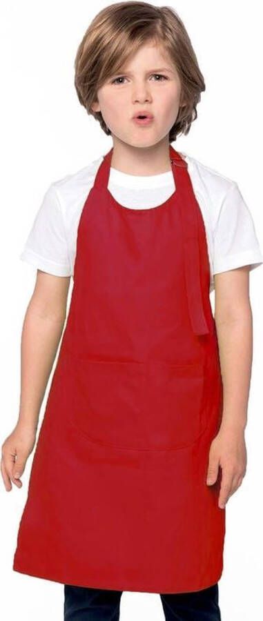 Merkloos Sans marque Basic schort kind rood keukenschort kliederschort kookschort knutselschort kinderschort