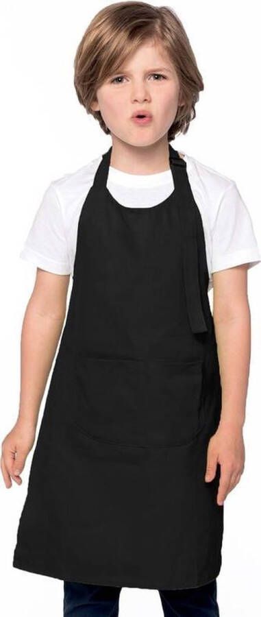 Merkloos Sans marque Basic schort kind zwart keukenschort kliederschort kookschort knutselschort kinderschort
