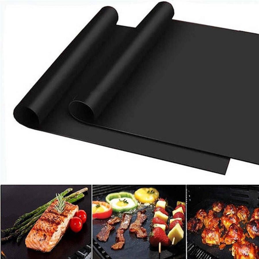 Merkloos Sans marque BBQ Grill Mat – Set van 2 Barbecue Bakmat – Ovenmat – Oven Beschermer 30 x 40 cm